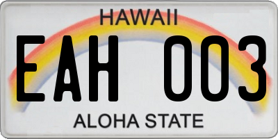 HI license plate EAH003