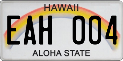 HI license plate EAH004