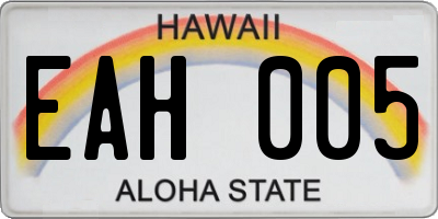 HI license plate EAH005