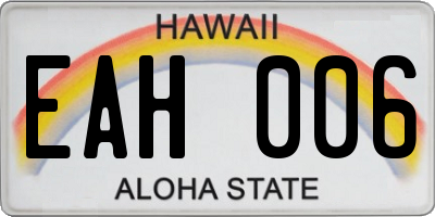 HI license plate EAH006