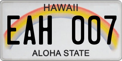 HI license plate EAH007