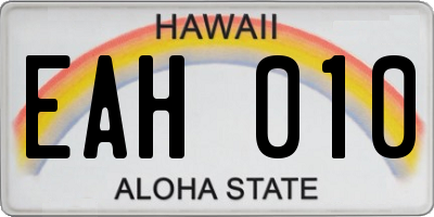 HI license plate EAH010