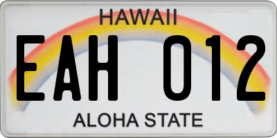 HI license plate EAH012