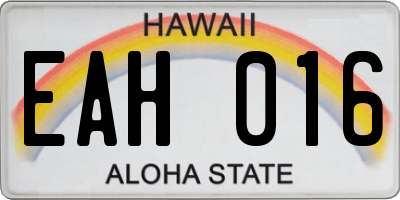 HI license plate EAH016