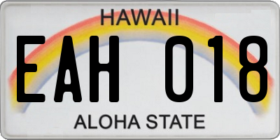 HI license plate EAH018