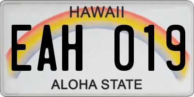 HI license plate EAH019