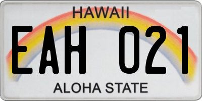 HI license plate EAH021