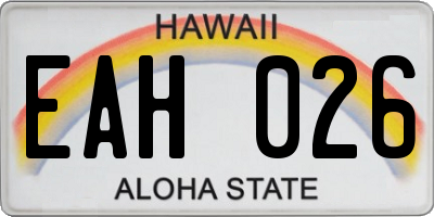 HI license plate EAH026