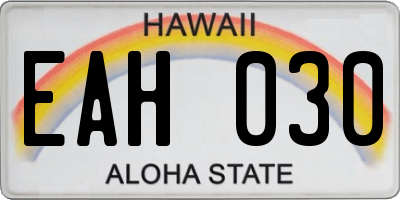 HI license plate EAH030