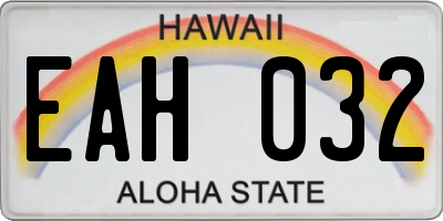 HI license plate EAH032