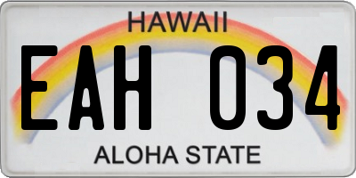 HI license plate EAH034