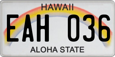 HI license plate EAH036