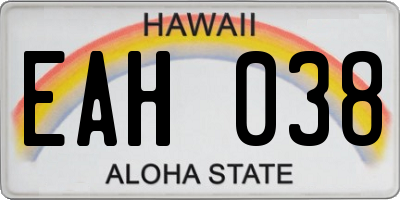 HI license plate EAH038