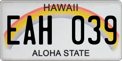 HI license plate EAH039