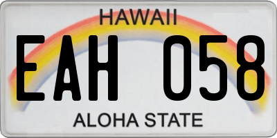 HI license plate EAH058