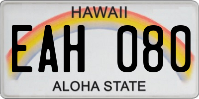 HI license plate EAH080