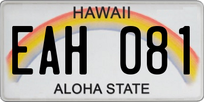 HI license plate EAH081