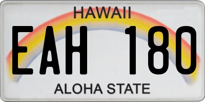 HI license plate EAH180