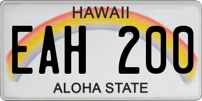 HI license plate EAH200