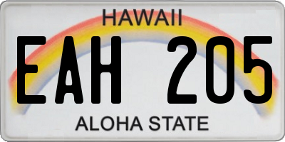 HI license plate EAH205