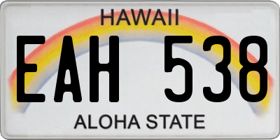 HI license plate EAH538