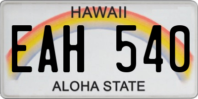 HI license plate EAH540