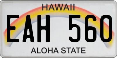 HI license plate EAH560