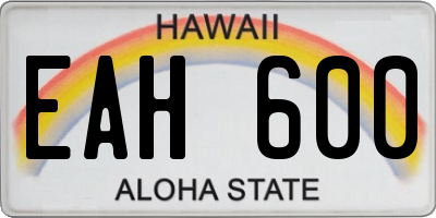 HI license plate EAH600