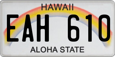 HI license plate EAH610