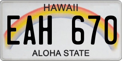 HI license plate EAH670