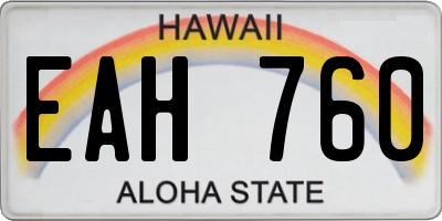 HI license plate EAH760