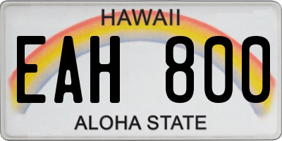 HI license plate EAH800