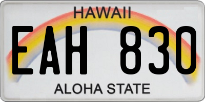 HI license plate EAH830