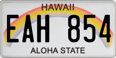 HI license plate EAH854