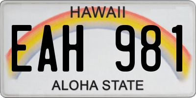 HI license plate EAH981