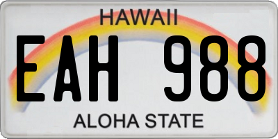 HI license plate EAH988