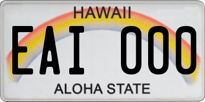 HI license plate EAI000