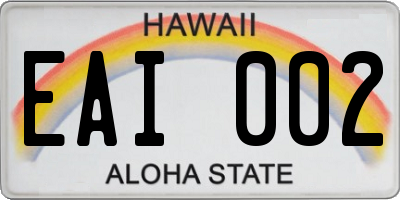 HI license plate EAI002