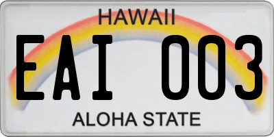 HI license plate EAI003