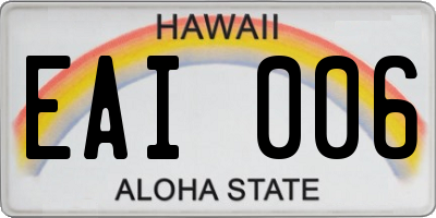 HI license plate EAI006