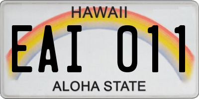HI license plate EAI011