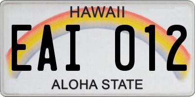 HI license plate EAI012