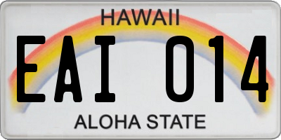 HI license plate EAI014