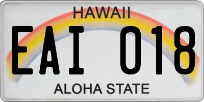 HI license plate EAI018
