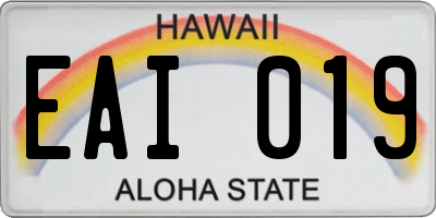 HI license plate EAI019