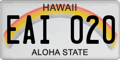 HI license plate EAI020