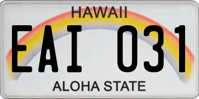 HI license plate EAI031