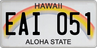 HI license plate EAI051