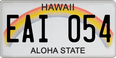 HI license plate EAI054