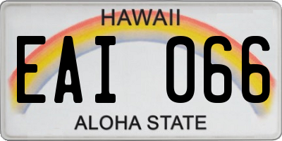 HI license plate EAI066